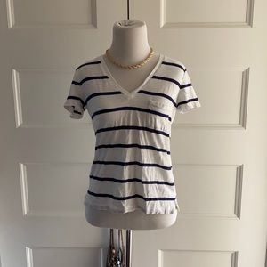 Madewell v neck striped top